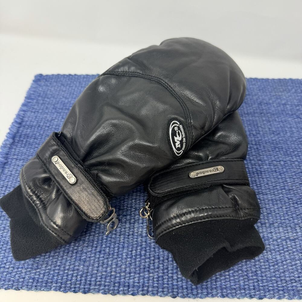 Grandoe Leather Ski Mittens Men’s Med - Woman’s Large Black Snowboard Gloves